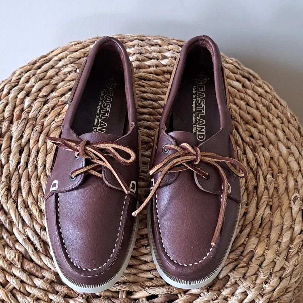 Eastland Mens Seaquest Preppy Brown Leather Boat/Docksider Loafer‎ Shoes 7